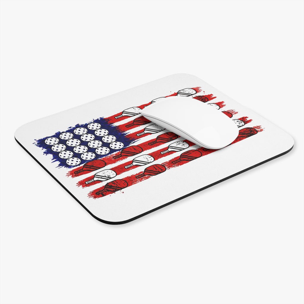 Pickleball Flag Mouse Pad — American Pickleball Paddle & Ball Desk Mat