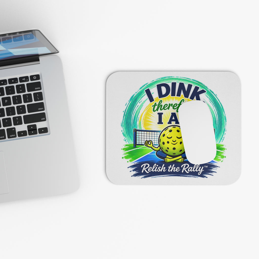 Pickleball Mouse Pad - "I Dink, Therefore I Am" Relish the Rally Desk Mat