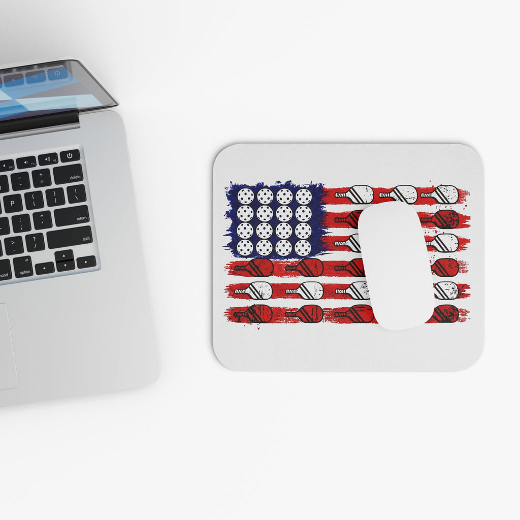 Pickleball Flag Mouse Pad — American Pickleball Paddle & Ball Desk Mat